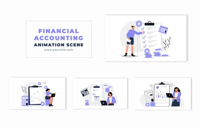 Financial Audit Process Flat Design Animation Scene